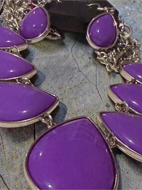 Purple Statement Teardrop Necklace - Women Jewelry